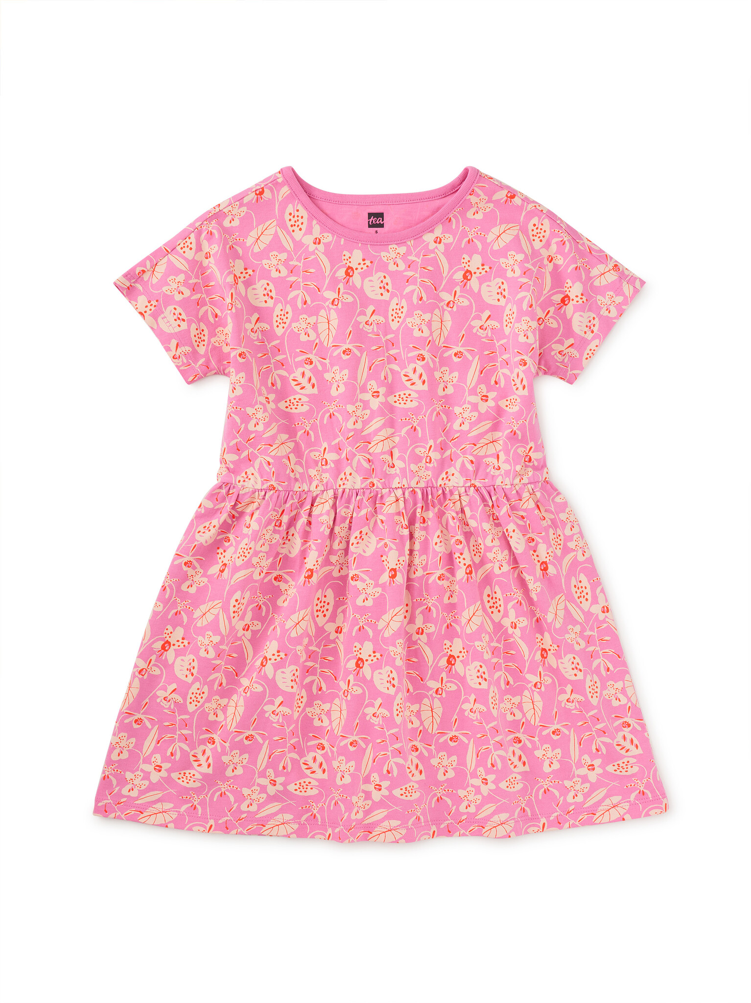 Tea Collection Short Sleeve Twirl Dress - Orchid Abundance