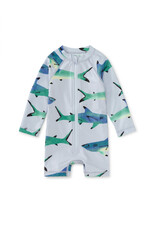 Tea Collection Rash Guard Swimsuit - Painted Sharks