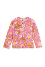 Tea Collection Long Sleeve Rash Guard & Ruffle Bikini Bottom Set  - Tropical Mulberry