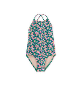 Tea Collection Cross Back One Piece Swimsuit - Orchid Ditsy Print