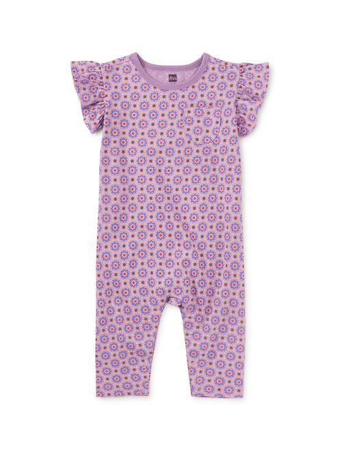 Tea Collection Ruffle Sleeve Baby Romper - Korean Tiles