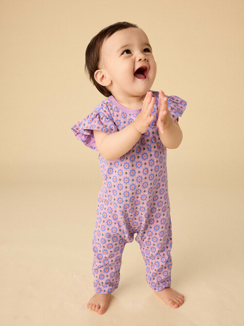 Tea Collection Ruffle Sleeve Baby Romper - Korean Tiles