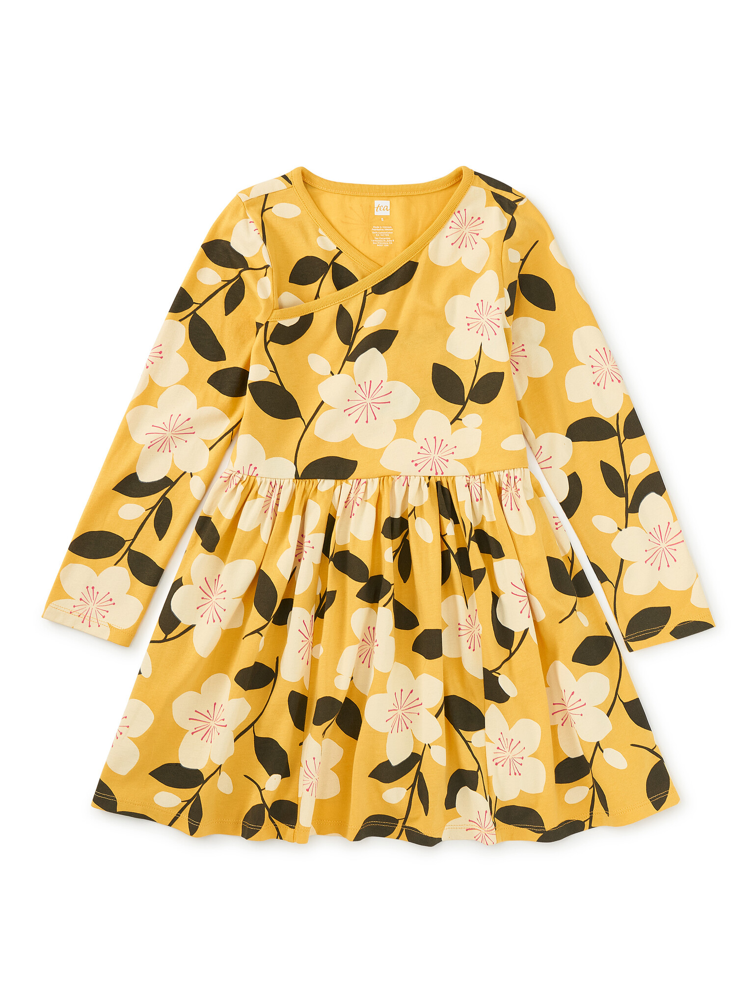 Tea Collection Plum Blossom Long Sleeve Wrap Dress