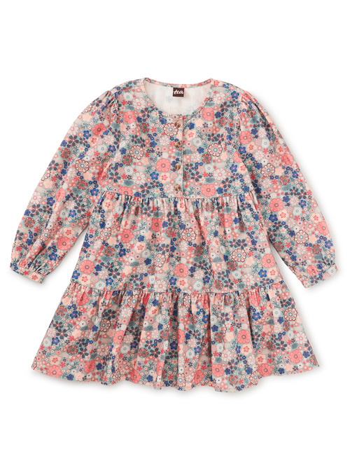 Tea Collection Japanese Mini Floral Corduroy Henley Shirtdress