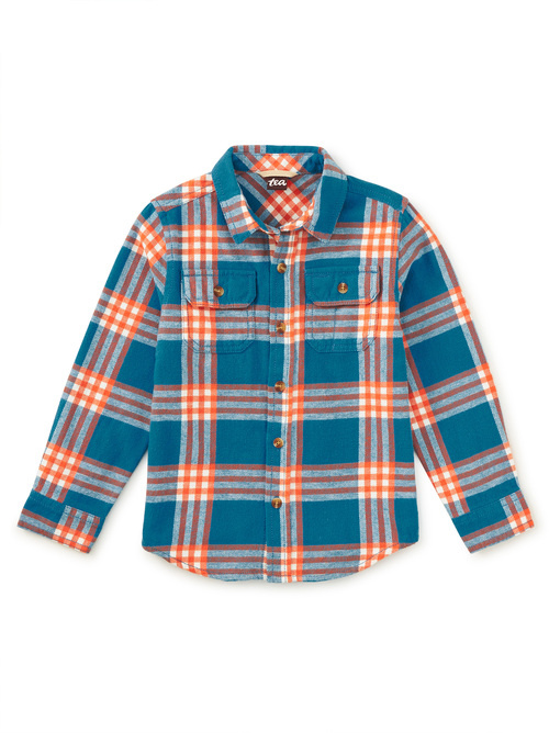 Tea Collection Flannel Button Up Shirt - Straw