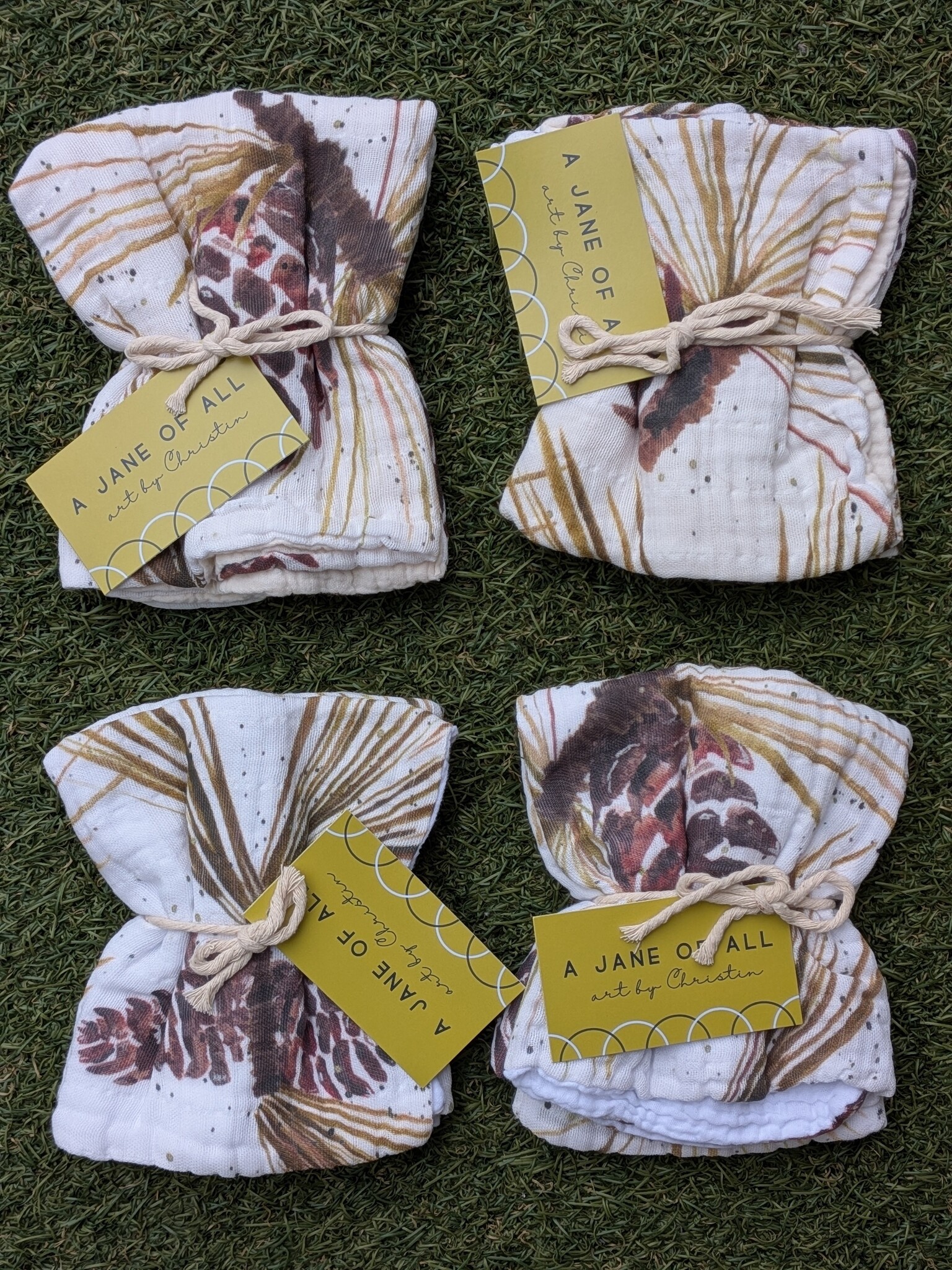 A Jane of All A Jane of All Handmade Burp Cloth - Pinecones