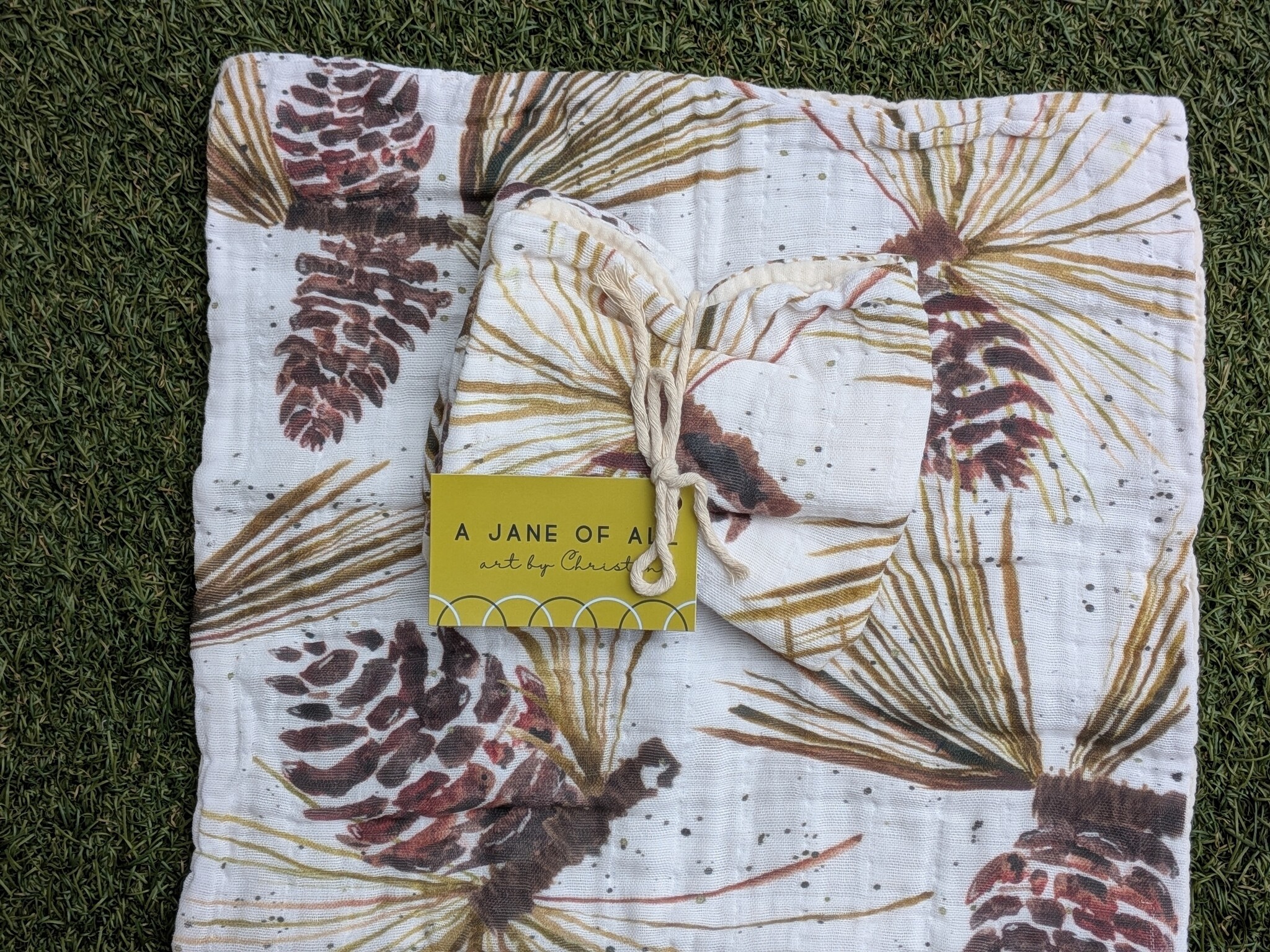 A Jane of All A Jane of All Handmade Burp Cloth - Pinecones