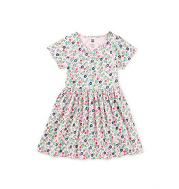 Tea Collection Short Sleeve Wrap Neck Dress - Azulejos Florales