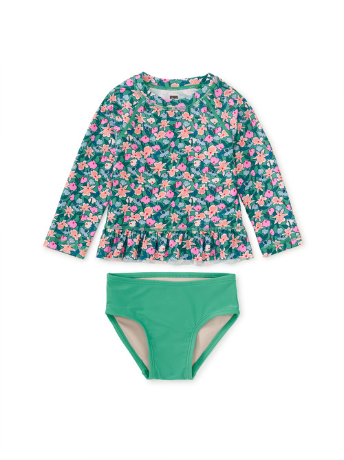 Tea Collection Rash Guard Baby Swim Set - Orchid Ditsy Print