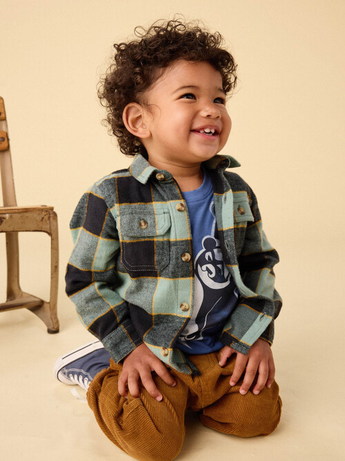 Tea Collection Flannel Button Up Shirt - Forest  Plaid