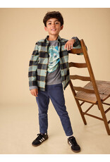 Tea Collection Flannel Button Up Shirt - Forest  Plaid