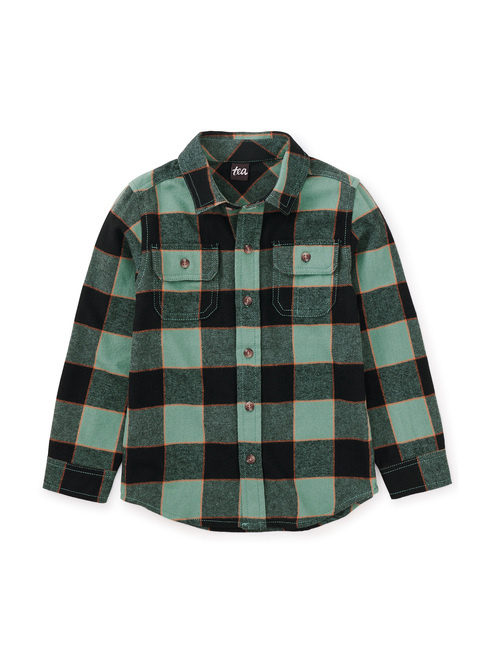 Tea Collection Flannel Button Up Shirt - Forest  Plaid