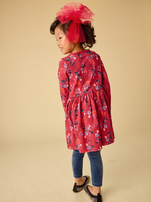 Tea Collection Vintage Floral Long Sleeve Wrap Neck Dress