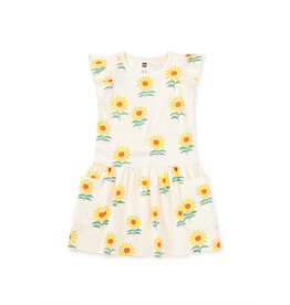 Tea Collection Flutter Sleeve Pocket Dress - Sunflowers