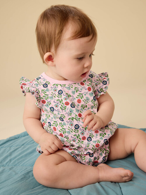 Tea Collection Flutter Baby Romper - Azulejos Floales