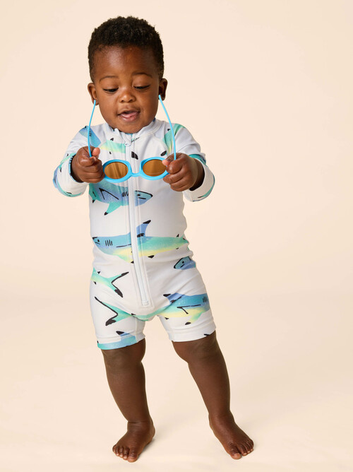 Tea Collection Baby Rashguard Swimsuit - Painted Sharks