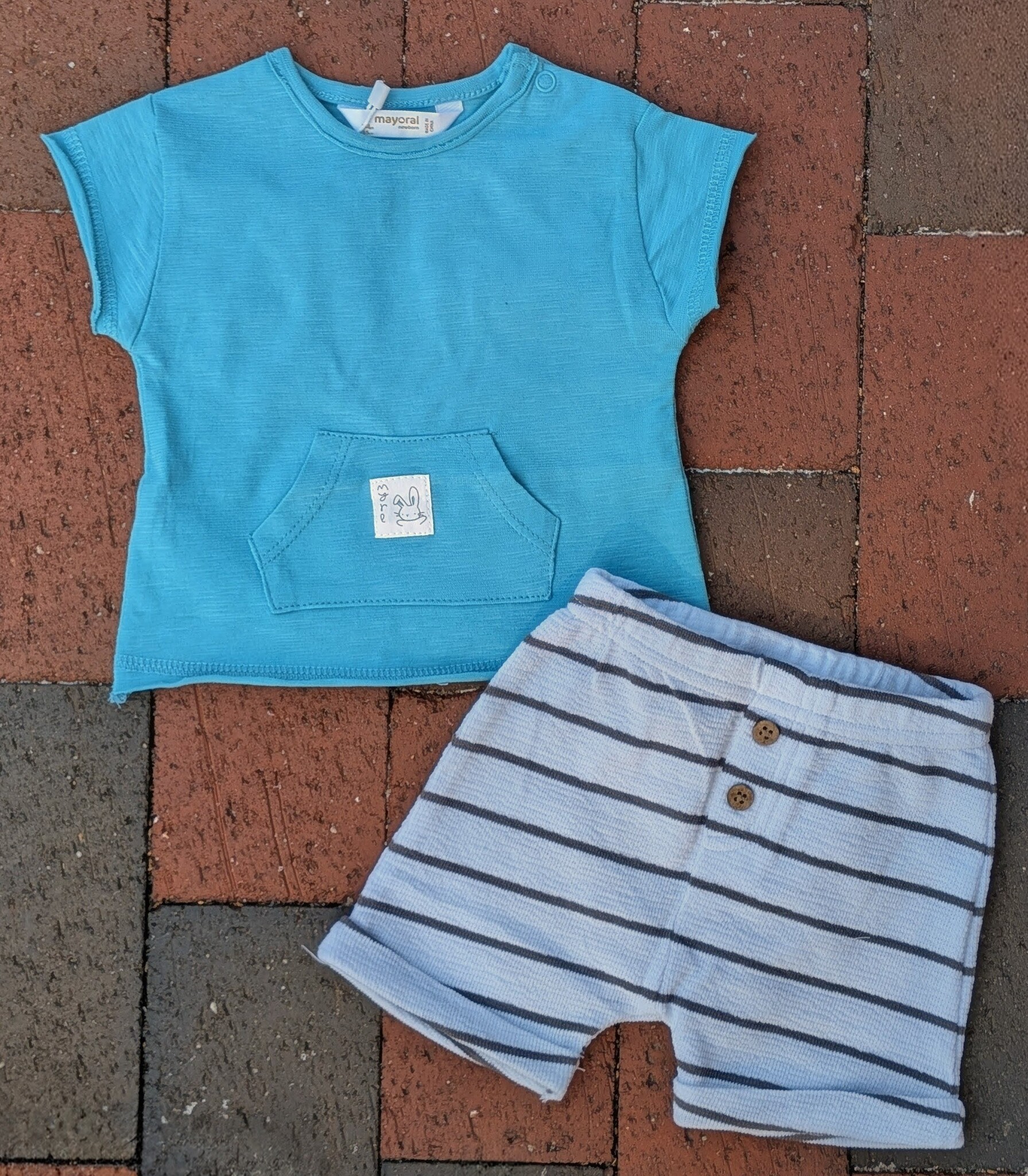 Mayoral Mayoral Baby Bunny Cozy Pocket Tee & Shortie Set