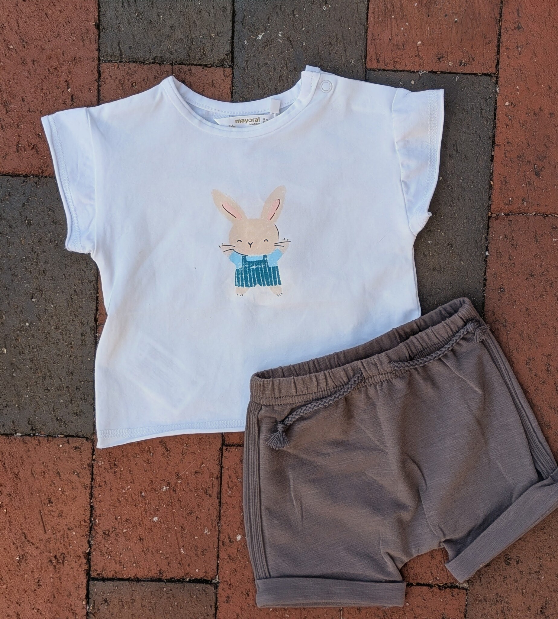 Mayoral Mayoral Baby Bunny Character Tee & Shortie Set