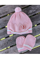 Mayoral Mayoral Winter Knit Crochet Bonnet & Mittens Set - Petal