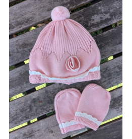 Mayoral Mayoral Winter Knit Crochet Bonnet & Mittens Set - Petal