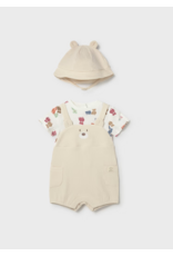 Mayoral Mayoral Teddy Overall Romper & Hat Set