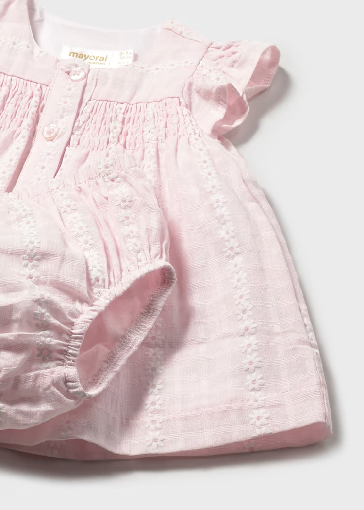 Mayoral Rosa  Baby Dress & Bloomers set