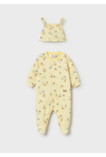 Mayoral Mayoral Sunny Jungle Footed Romper & Hat Set