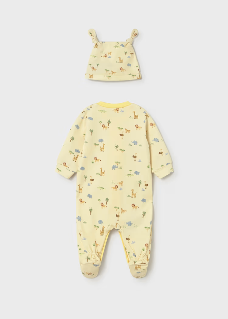 Mayoral Mayoral Sunny Jungle Footed Romper & Hat Set