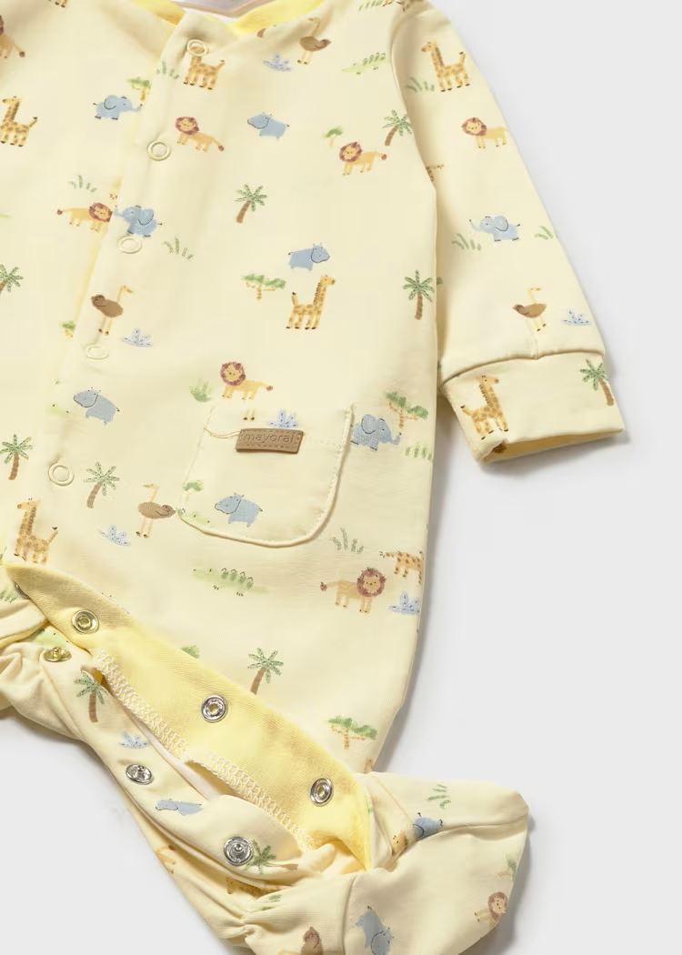 Mayoral Mayoral Sunny Jungle Footed Romper & Hat Set
