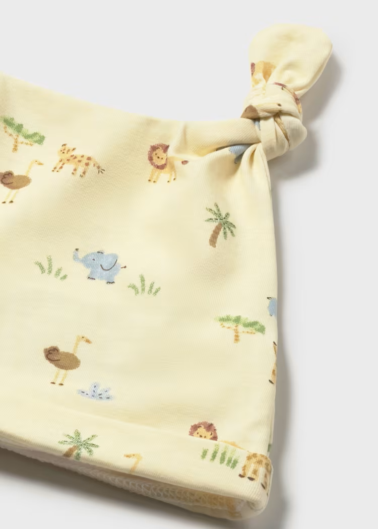 Mayoral Mayoral Sunny Jungle Footed Romper & Hat Set