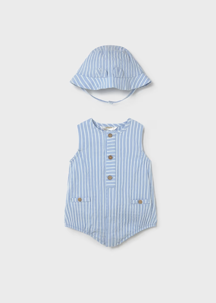 Mayoral Mayoral Bubble Sunsuit & Hat Set