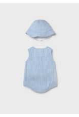 Mayoral Mayoral Bubble Sunsuit & Hat Set