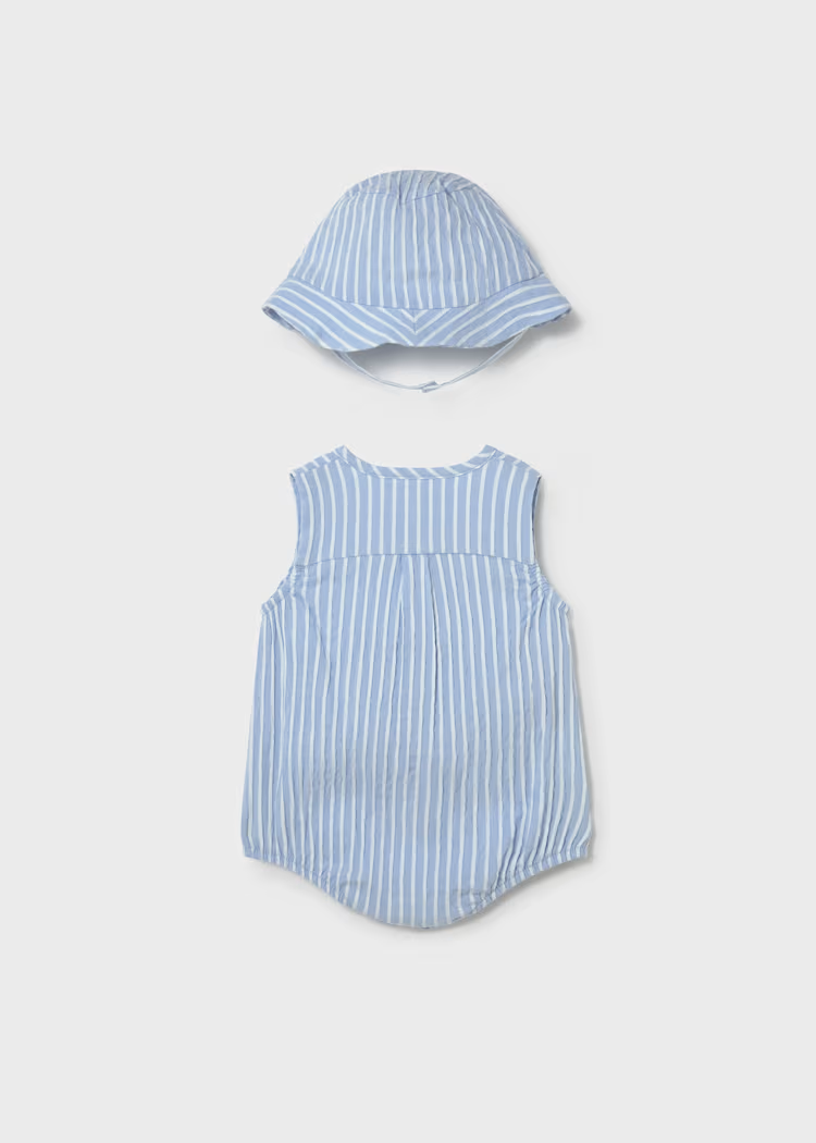 Mayoral Mayoral Bubble Sunsuit & Hat Set