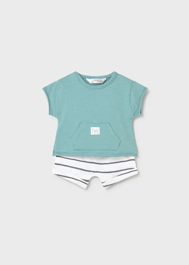 Mayoral Mayoral Baby Bunny Cozy Pocket Tee & Shortie Set