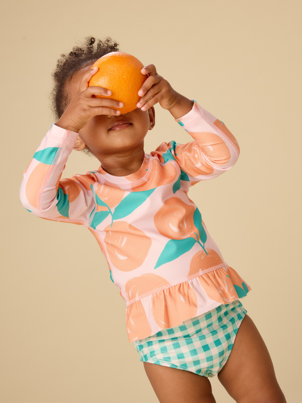 Tea Collection Valencia Orange Rash Guard Baby Swim Set