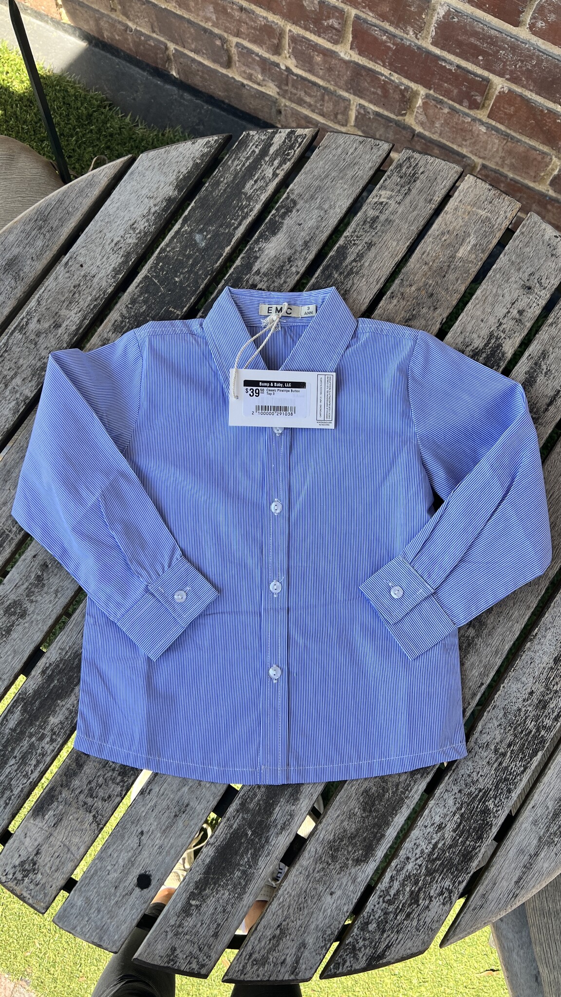 Emc Classic Pinstripe Button Top