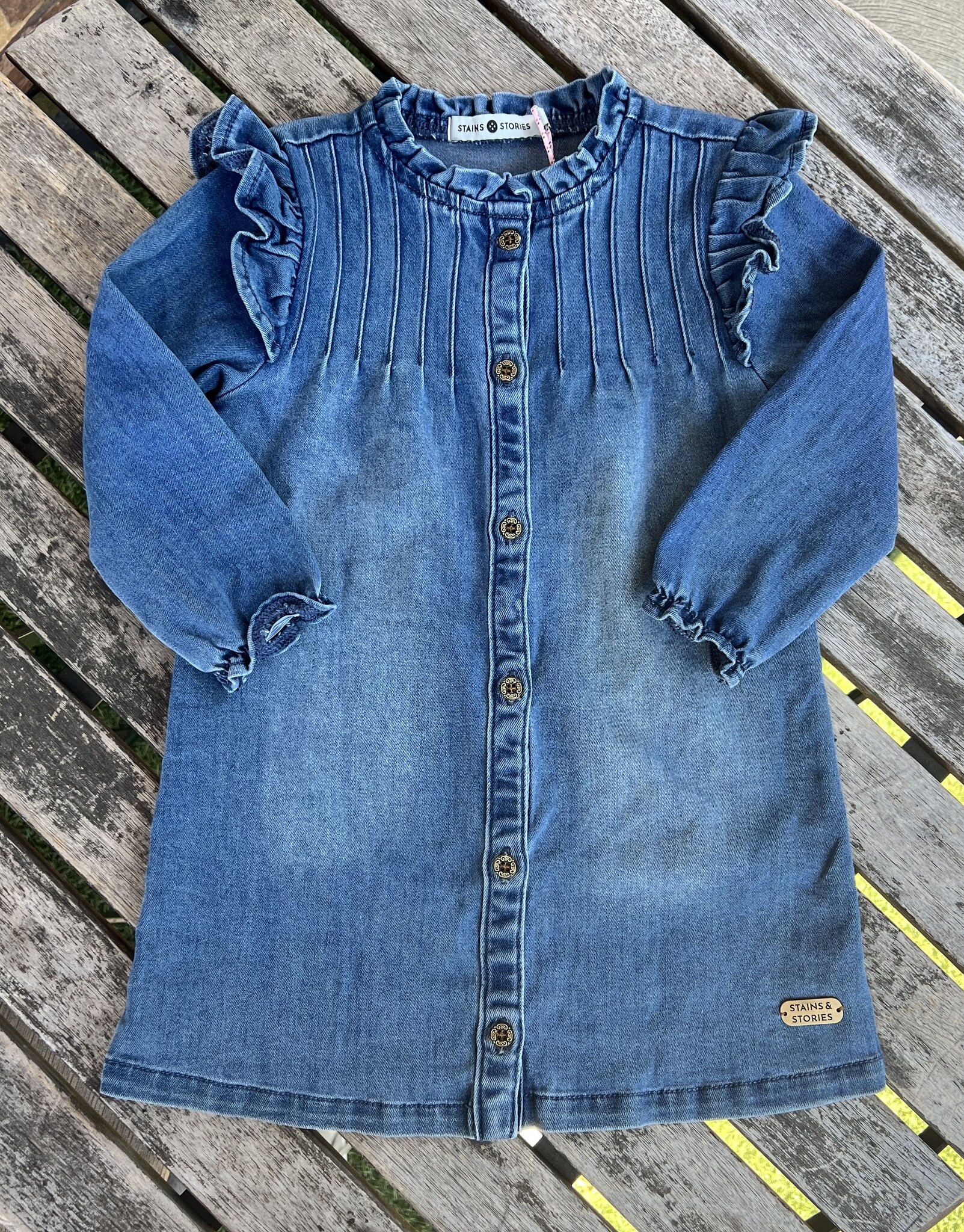 Babyface Sarah Ruffle Shoulder Denim Dress