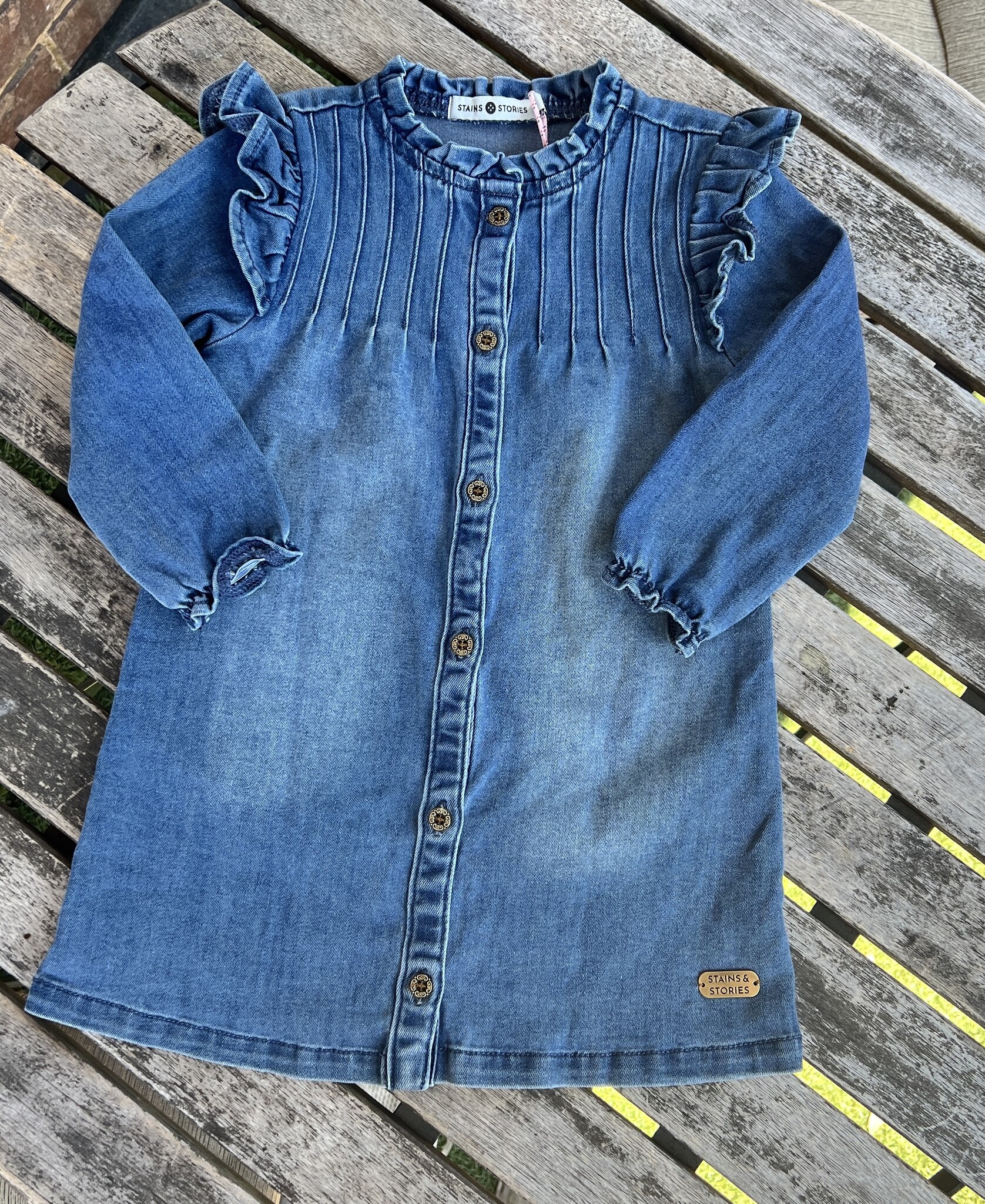 Babyface Sarah Ruffle Shoulder Denim Dress