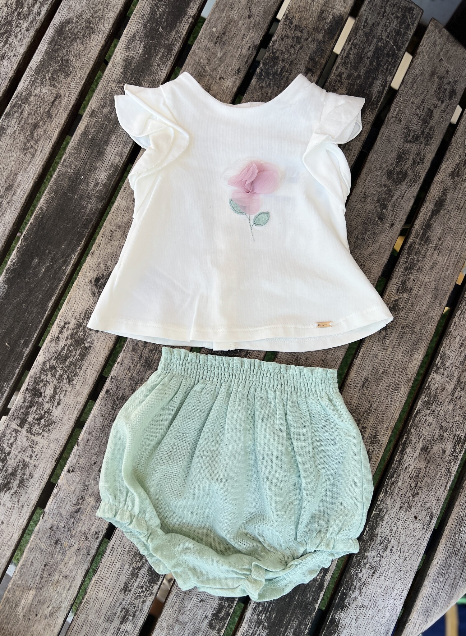 Mayoral Mayoral Flower Top & Bloomer Set
