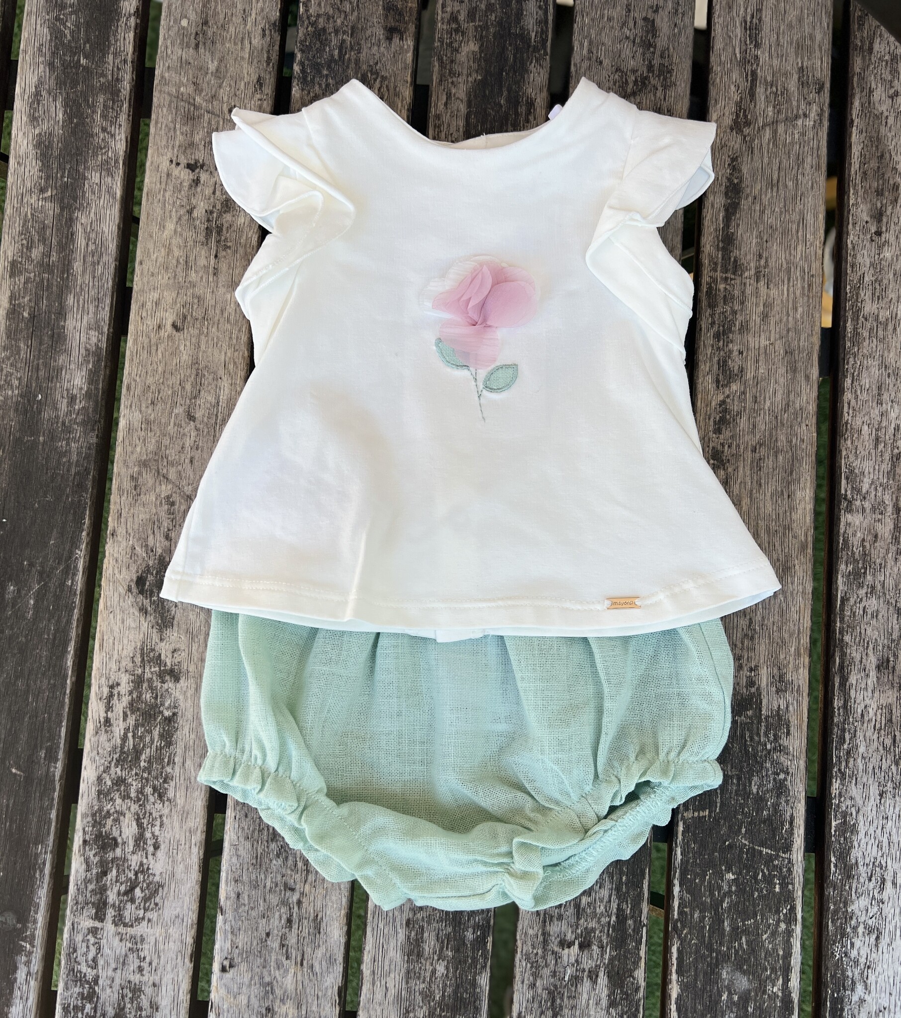 Mayoral Mayoral Flower Top & Bloomer Set