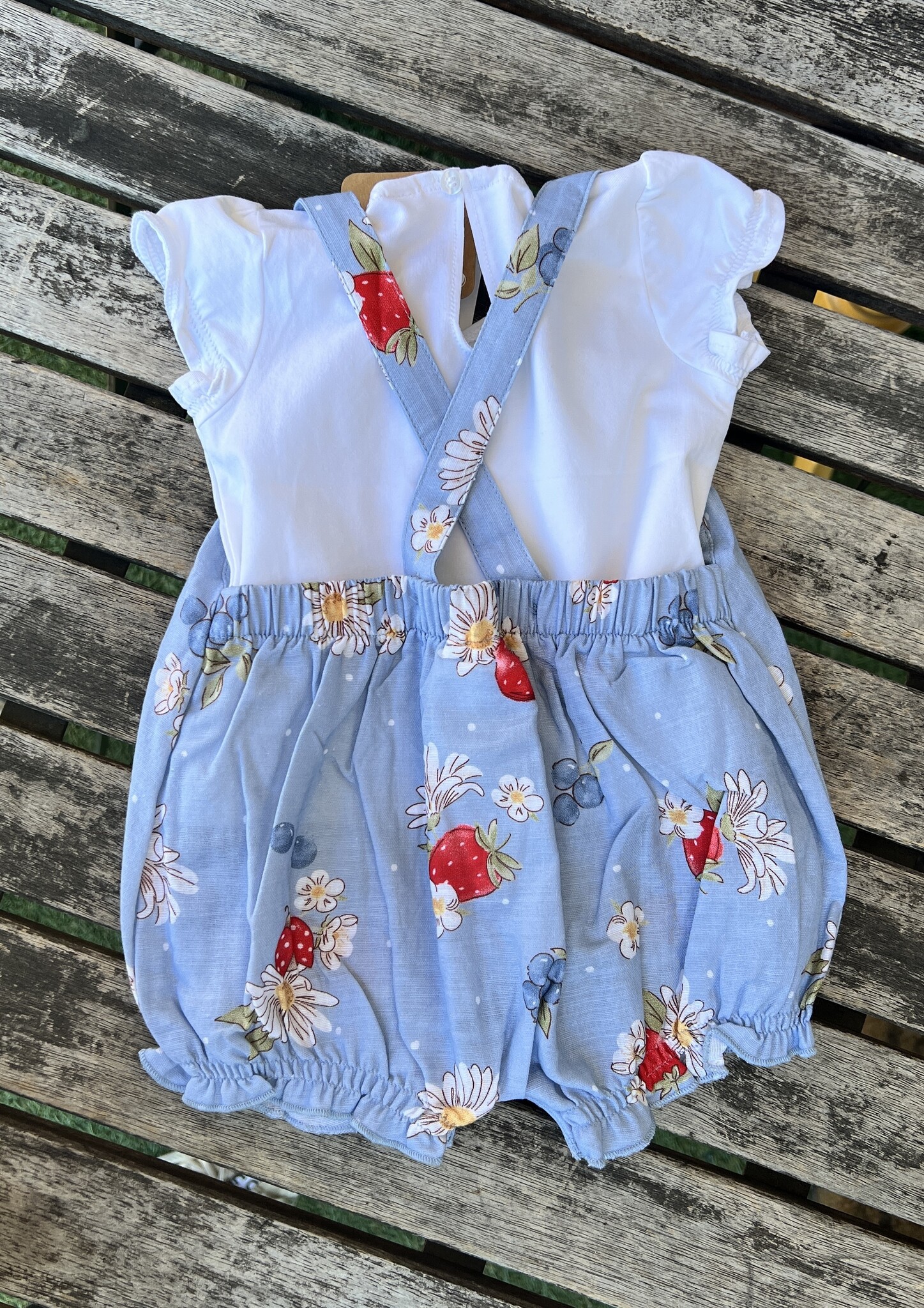 Mayoral Mayoral Strawberry Button Romper & Tee Set