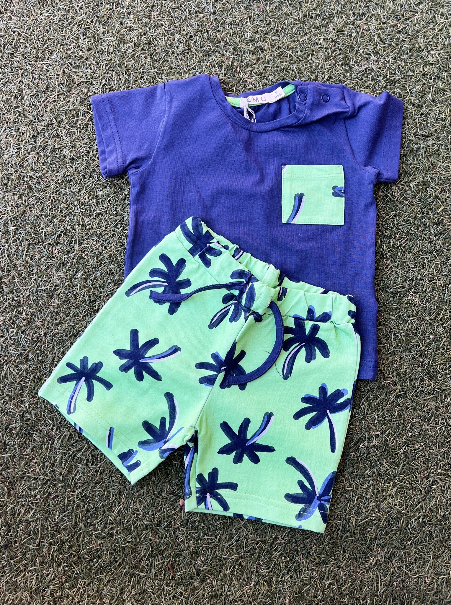 Emc Dizzy Palms Contrast Tee and Short Set