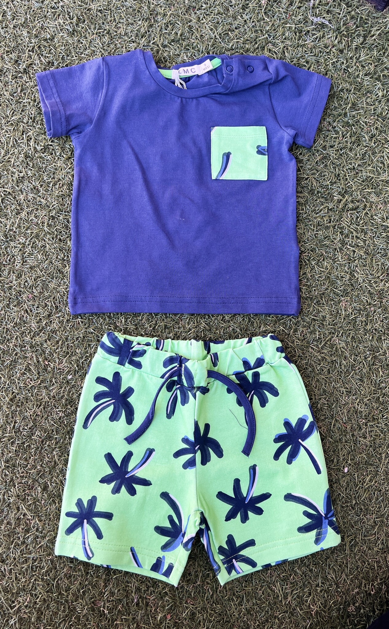 Emc Dizzy Palms Contrast Tee and Short Set