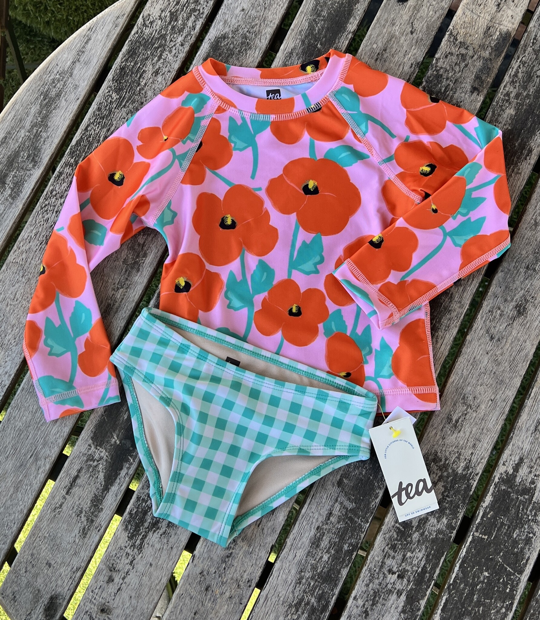 Tea Collection Poppy Poppies Rash Guard Swim Set