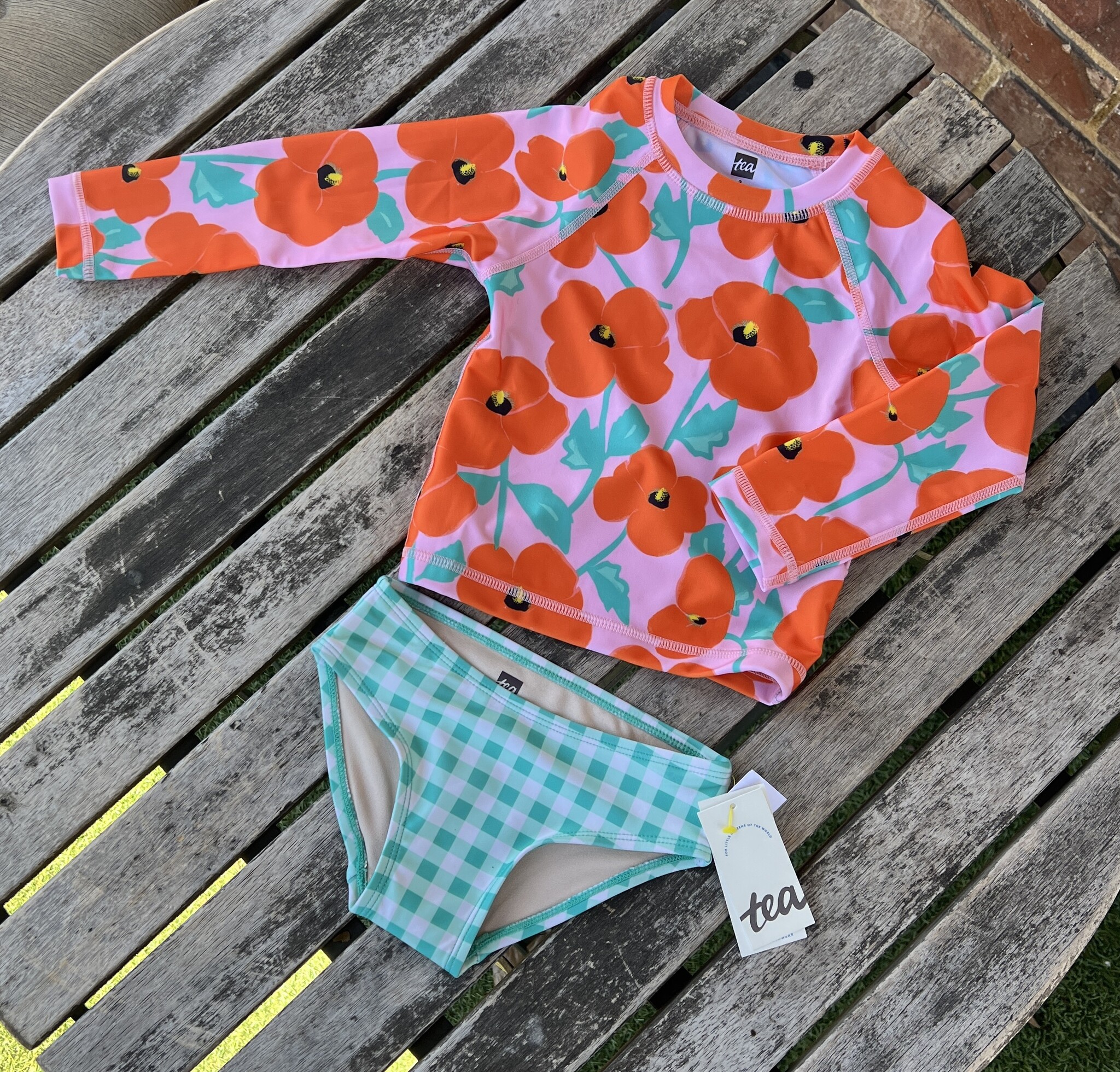 Tea Collection Poppy Poppies Rash Guard Swim Set