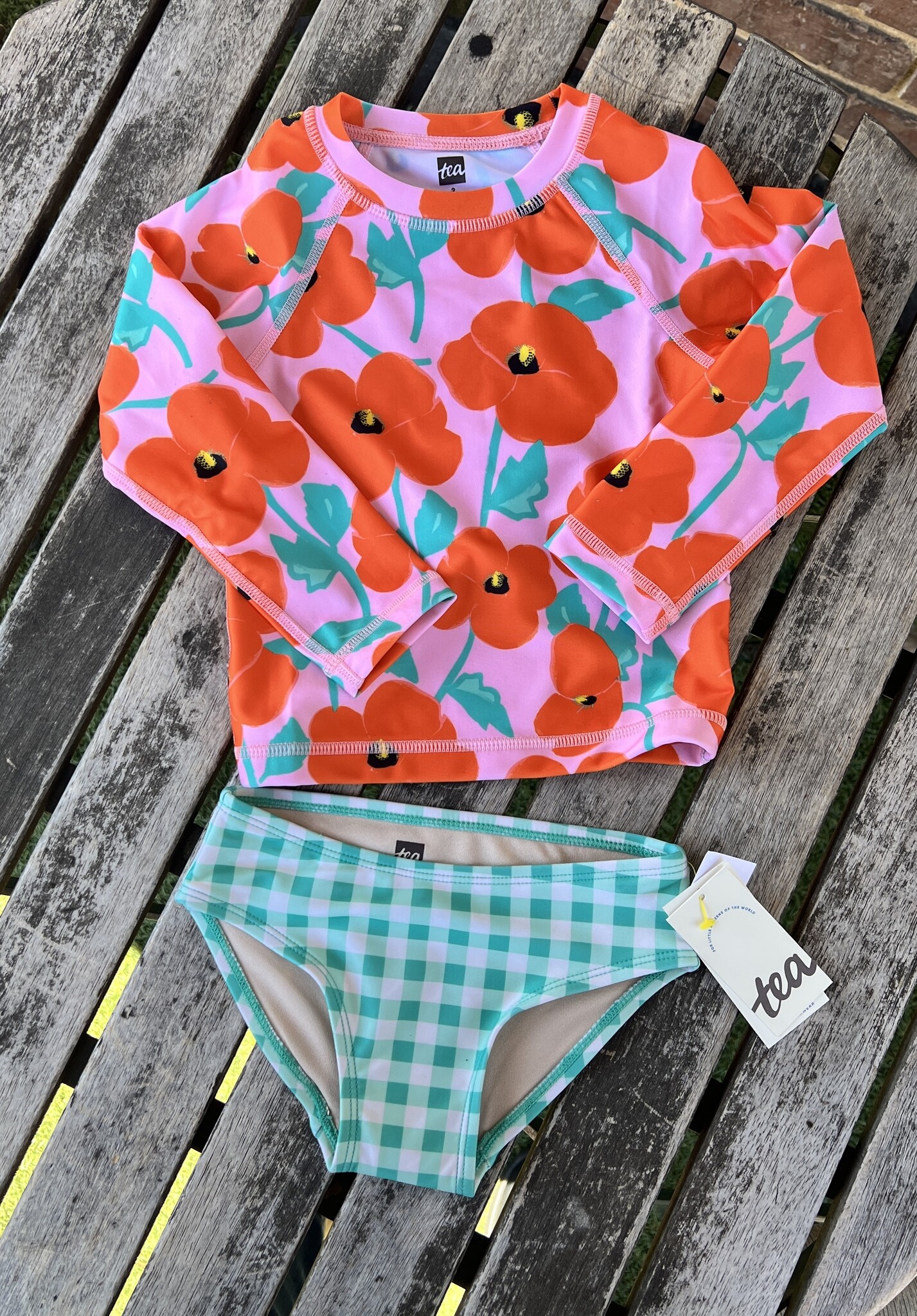 Tea Collection Poppy Poppies Rash Guard Swim Set
