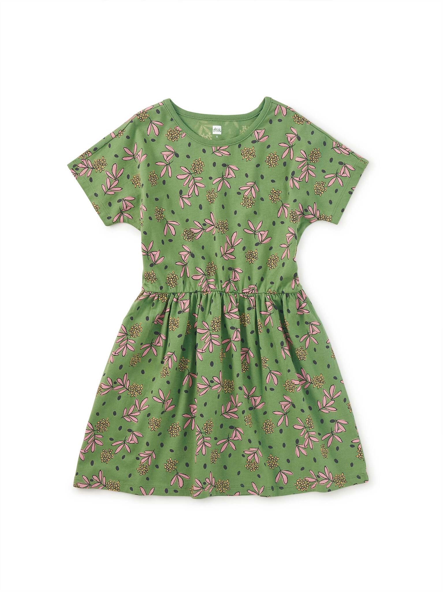 Tea Collection Short Sleeve Ballet Dress - Olive Floral