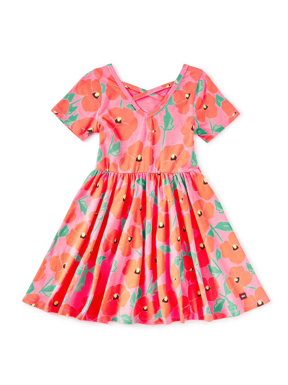 Tea Collection Short Sleeve Ballet Dress - Poppy Poppies