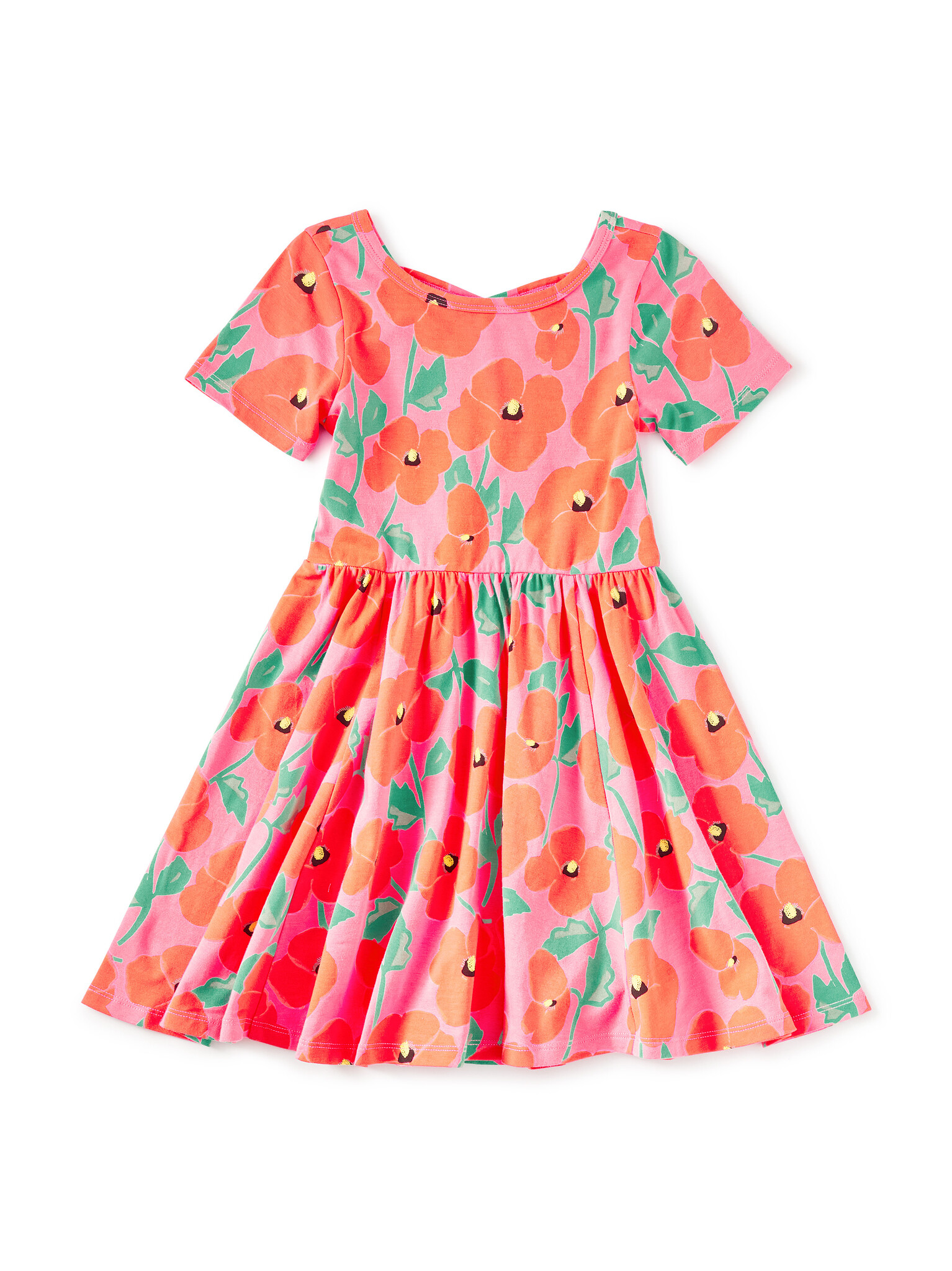 Tea Collection Short Sleeve Ballet Dress - Poppy Poppies