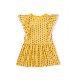 Tea Collection Vintage Floral Tile Crochet Trim Ruffle Dress